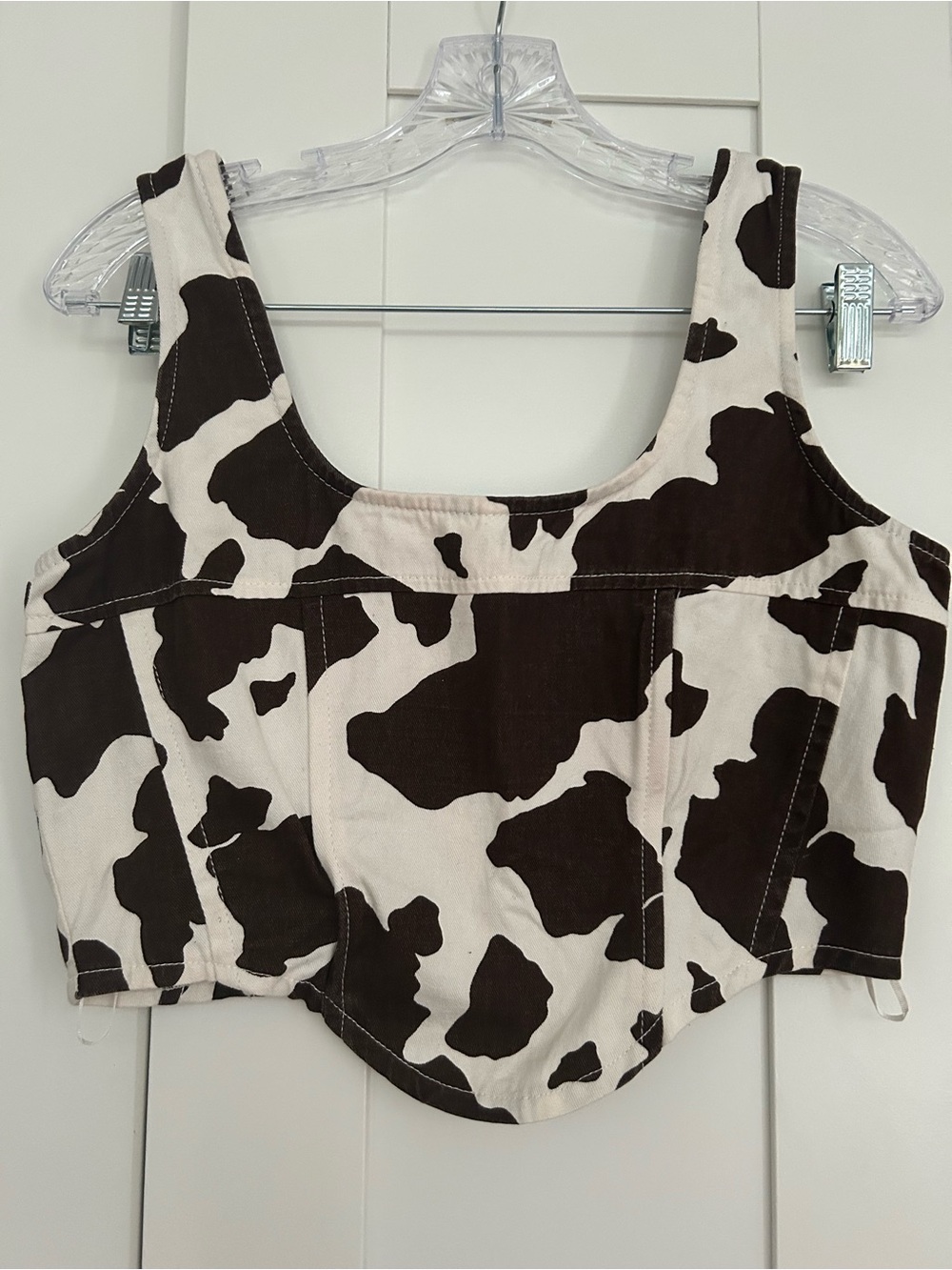 Lone Star Cow Print Cropped Top - Picture 2 of 4
